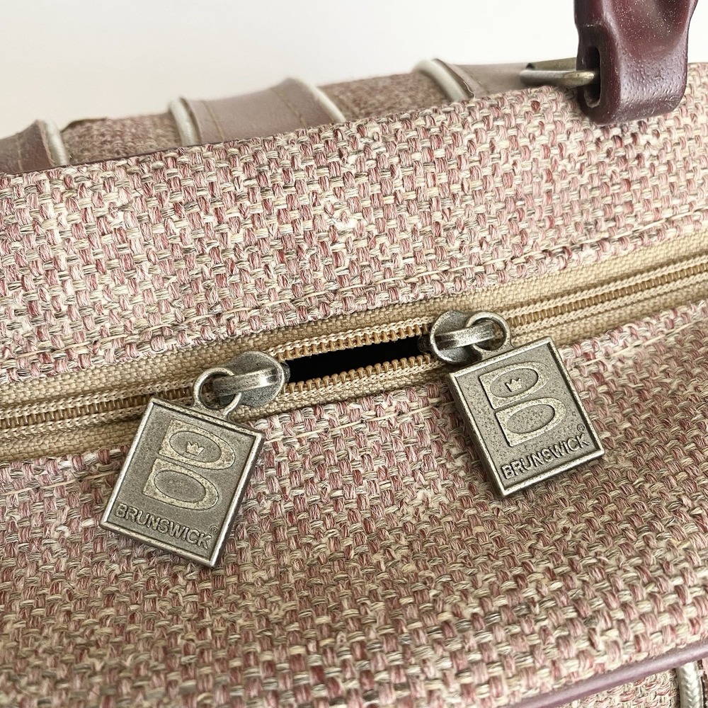 Vtg Brunswick Bowling Bag Retro Single Ball Rack Lavender Textile Inserts - Picture 10 of 13